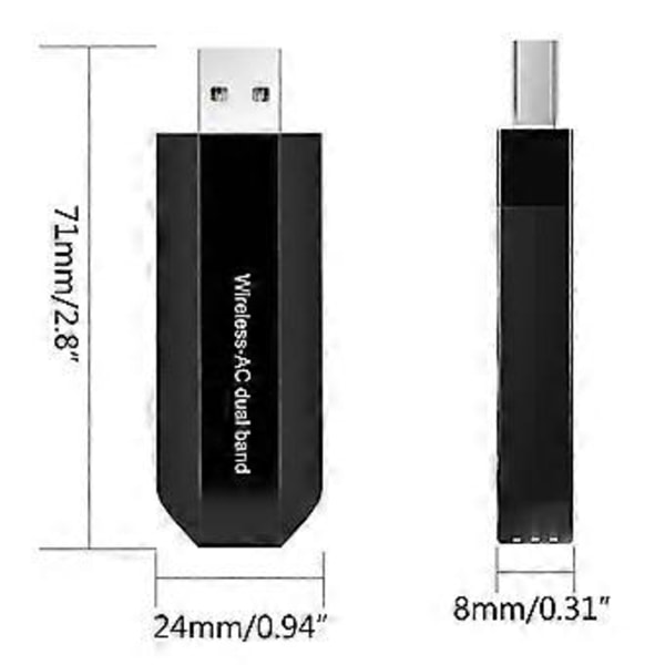 AC11 2.4G/5G 600Mbps Wifi Adapter USB Trådløst Nettverkskort USB Dongle AP Dual Band Wi-Fi Lan Ethernet 600M RTL8811AU