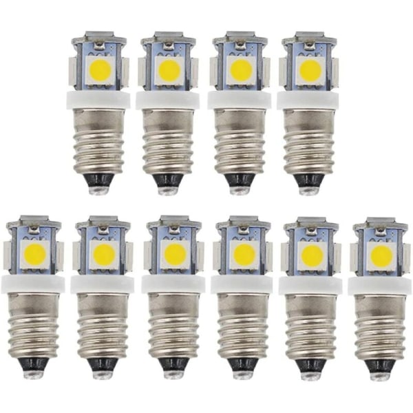 10pcs E10 12V Cool White LED Bulbs 5SMD 0.5W 50LM Lamp（Warm White）