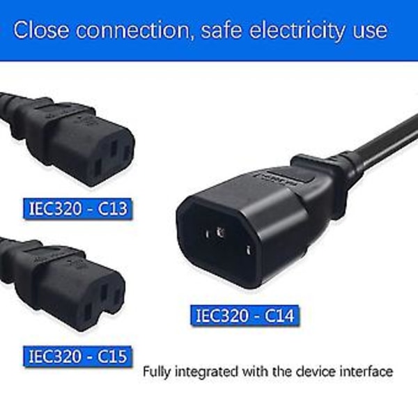 IEC 3-benet C14 Han Til C7 Hun Konverter Adapter Kabel Til PDU UPS Kedel (2.0m)