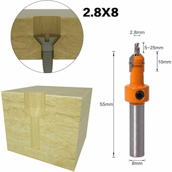 DENUOTOP 5 st träavfasningsborr Bits Countershaft HSS Konisk borr Bits-DENUOTOP
