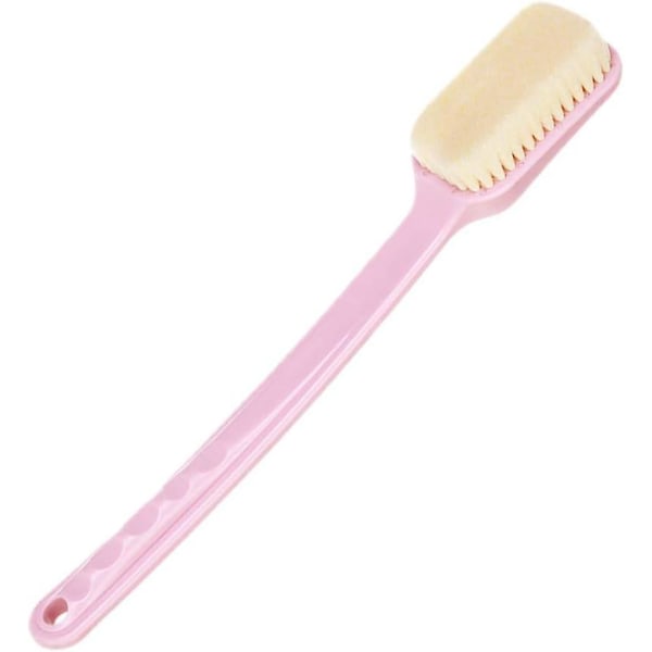 Långskaftad mjuk hårbadborste, bekväm rengöringsborste för badrum med handduksspänne (rosa)