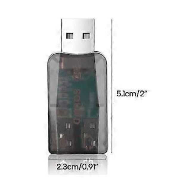 Eksternt USB-lydkort til 3,5 mm port 5.1-kanals 3D-lydadapter for bærbar PC