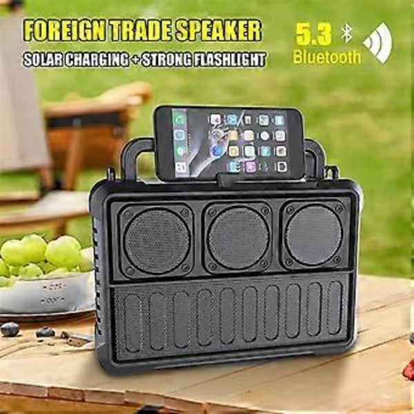 Solar Trådlös Bluetooth Högtalare Portabel FM Radio Högtalare Utomhus Bluetooth Högtalare med Ficklampa Guld