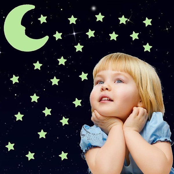 Glow In The Dark Stjerner, Stjerne Stickers Til Loft, Klæbende 201 Stykker 3d Glødende Stjerner Og Måner, Vægdekoration Til Børns Baby Soveværelse, Stjernehimmel