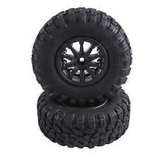 4 st 118X44mm 2,2 tums gummidäck & Beadlock-fälgar i plast för 1:10 RC Rock Crawler Axial SCX10 RR10 RC-bil, Svart