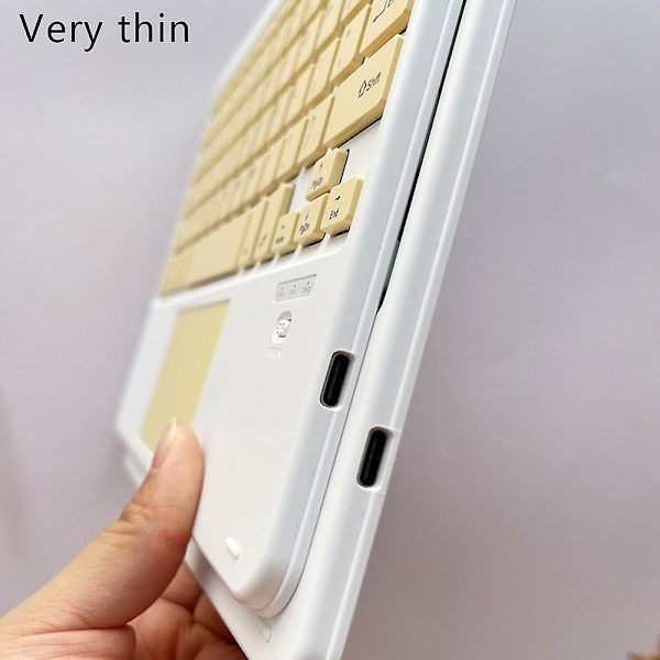 Ultratynd trådløst Bluetooth-tastatur med touchpad - Universelt genopladeligt tastatur til iPad iOS Android Windows-enheder Hvid