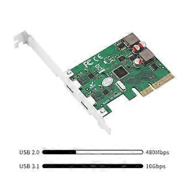 2 Portin USB PCI-E X1 X4 X8 X16 Riser-kortti USB 3.1 -sovitinkortti pöytätietokoneelle