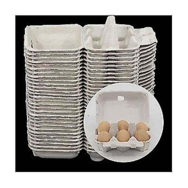 50 Stykker Eggkartonger i Papir for Hønseegg, Massefiberholder, Bulk, Holder 6 Egg, Gårdsmarked