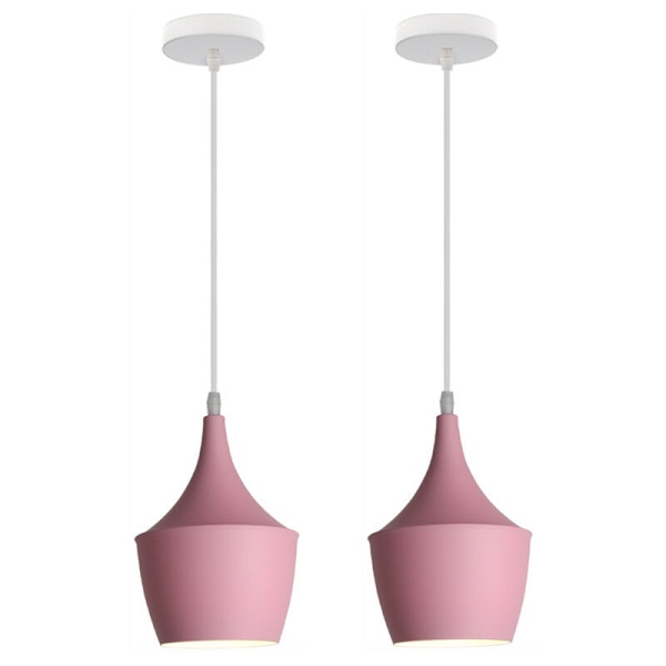 Moderne pendellampe innendørs hengende taklampe enkel nordisk lysekrone rosa 2 stk