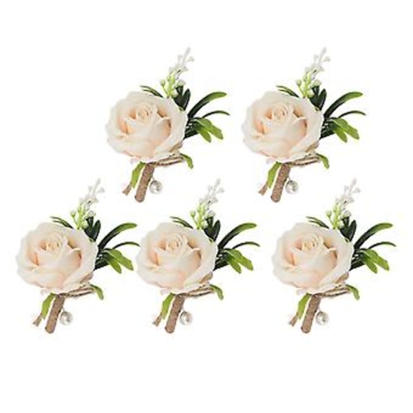 Knappehullsblomst, 5 stk. Bryllupsboutonniere-nål Bryllupscorsage Rose Kunstig Brudgom Rose Eksepsjonelt Håndverk