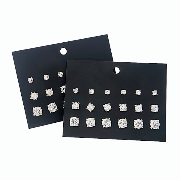 9 par runde Cubic Zirconia øreringe Stud smykker dekoration til kvinder pige