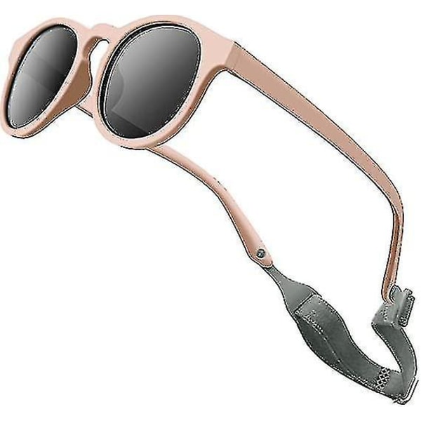 Fleksible polariserte babysolbriller med UV-beskyttelse og justerbare stropper, egnet for jenter i alderen 0-3