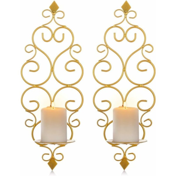 Set med 2 ljusstakar Tealight Ljusstake Vägg Ljusstake Väggmonterad Metall, Ljusstake för Vägg Sovrum Badrum Vardagsrum Deko