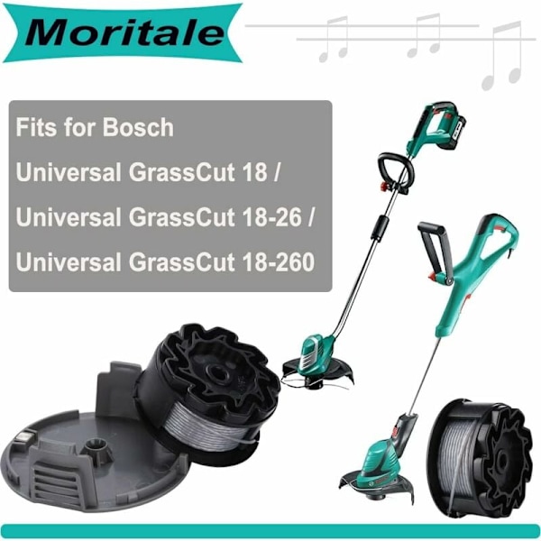 Spolelinje for BOSCH UniversalGrassCut Edger 18 18-26 18-260 F016800570 med deksel (2 stk.)