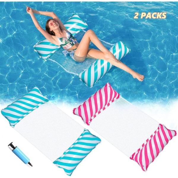 Floating Hammock 2pcs, 4-in-1 Inflatable Hammock Swimming Pool Inflatable Water Hammock, Foldable Floating Hammock Float Ultralight, Lounger Float f