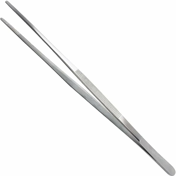Extra 30 cm / 12 tum lång rostfri ståltång med precisionssågtandad ände för akvariearbete, trädgårdsarbete, matlagning, industriarbete och användning
