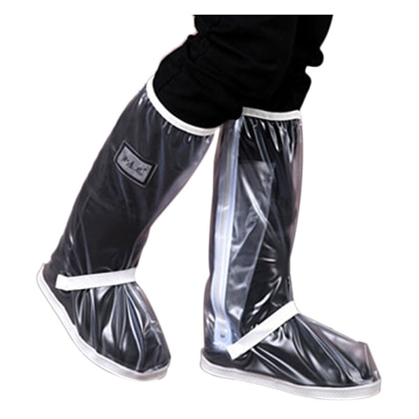 Skobetræk til kvinder Vandtætte regnstøvler med fortykket kant/lynlås/elastisk bandage Hvid S