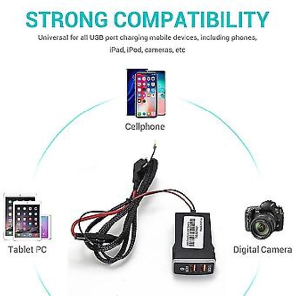 Bil USB 3.0 Hurtiglader 12-24v Billader Med LED Ambient Lys Egnet For