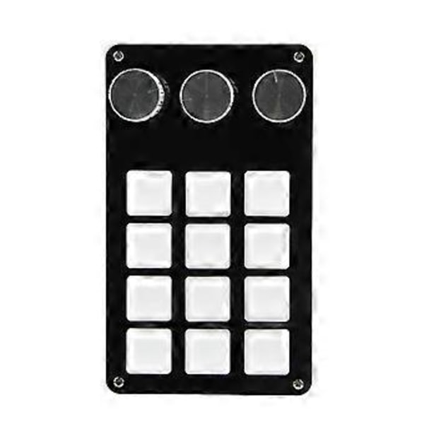 12 Tasters Programmerbart Tastatur, Multifunksjonelt Mekanisk Gaming Tastatur 3 Knotter