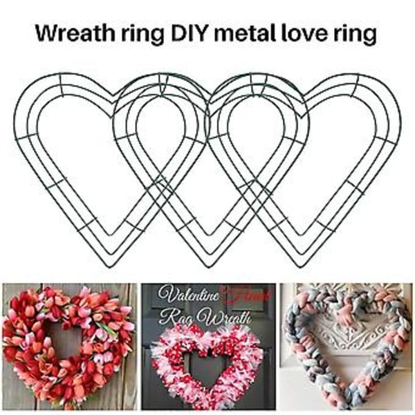 3-pack Hjärta Metallkrans 30 cm Hjärtaformad Trådkransram För Hem Bröllop Alla Hjärtans Dag D