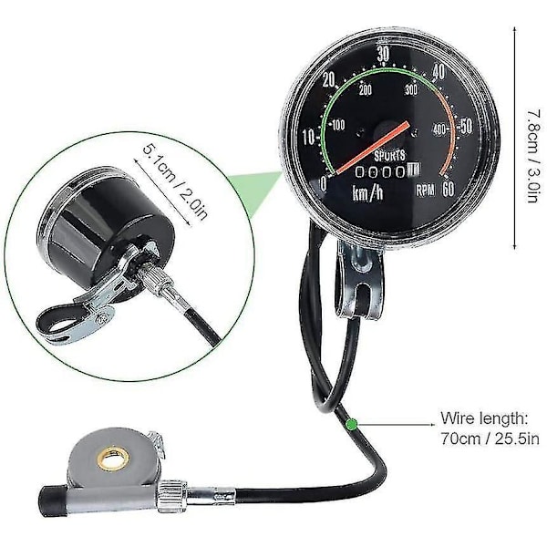 Pyörän nopeusmittari mekaaninen 0-60 km/h nopeusmittari