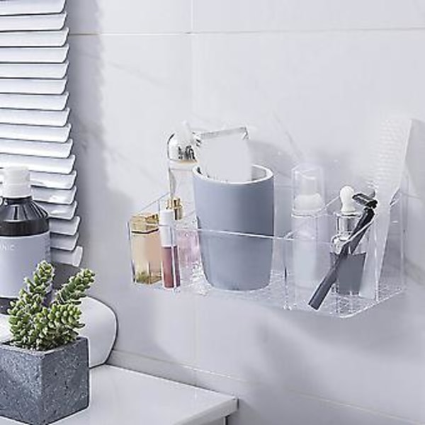 Opbevaringsboks Makeup Organizer Kosmetik Badeværelse Væghængt Etui Smykkeskrin (Transparent)