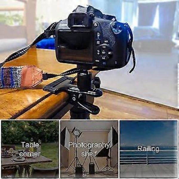 2 Stycken Kamerafjäderklämma, Metall Kameraklämfäste, Kameraklämfäste Med Kulhuvud, För Mobiltelefoner, DSLR-kameror (svart)