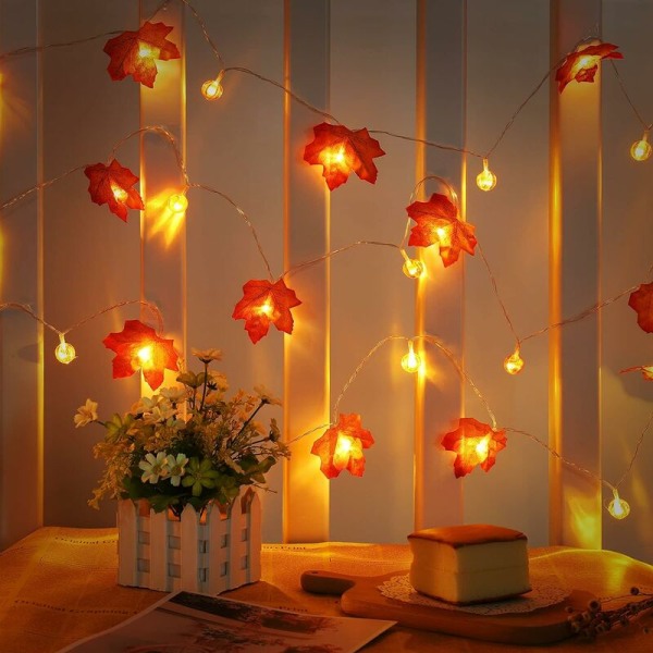 3M Garland Flash Leaf 20 LED Pumpa Elable Leaf Fairy Light Hållbar Vattentät Batteri, Höst Garland Vacker Delikat för Halloween Th