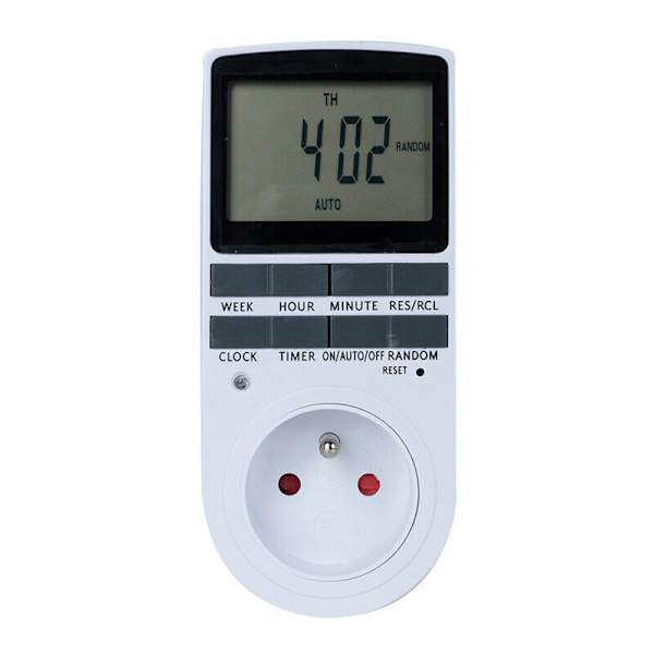 Digital programmerbare stikkontakter (2-pak) med daglig/ugentlig digital timer, LCD-display, anti-tyveri-tilfældig tilstand, energibesparende, 16A/3680W maks.