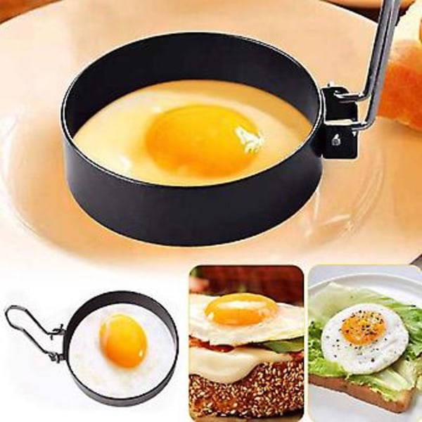 2 st Rostfritt Stål Rund Non-Stick Äggform Stekpanna Ringform Tillbehör Köksredskap