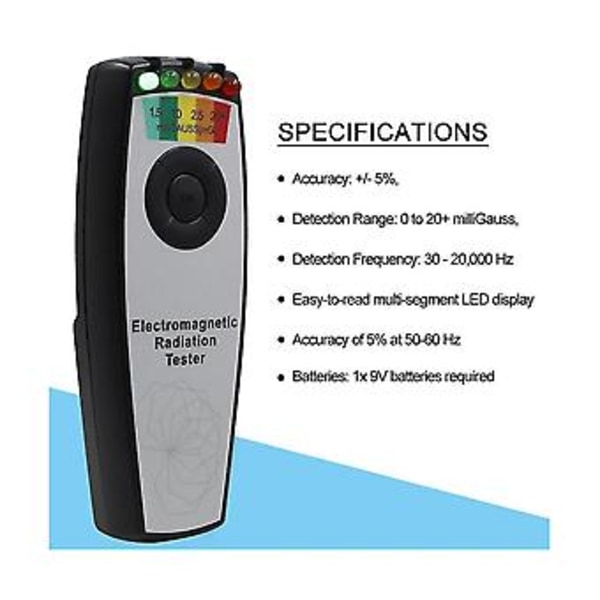 K2 Elektro Emf Gauss Meter Detektor Bærbar Detektor 5 Led Ga