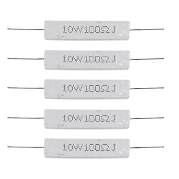 5 st 10W Watt 100 Ohm 5% Axial Trådlindade Cementmotstånd