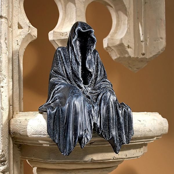 Gotisk indretning hylde siddende statue, 8 tommer, Greystone