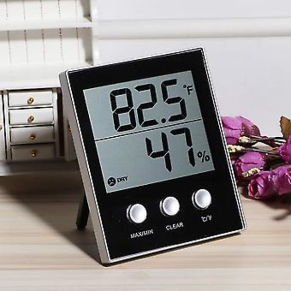 Temperatur- og fuktighetsmåler, Elektronisk LCD-skjerm Innendørs Fuktighetsmåler, For Hjemmedrivhus