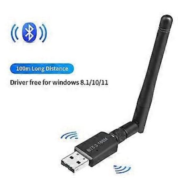 100M Bluetooth 5.3 Adapter Driverfri USB Bluetooth Dongle Adaptador til 11/10 Mus Tastatur Audio Receiver