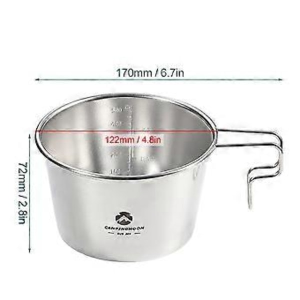600ml Rostfri Sierra Kopp för Utomhuscamping Vandring Backpacking Picknick