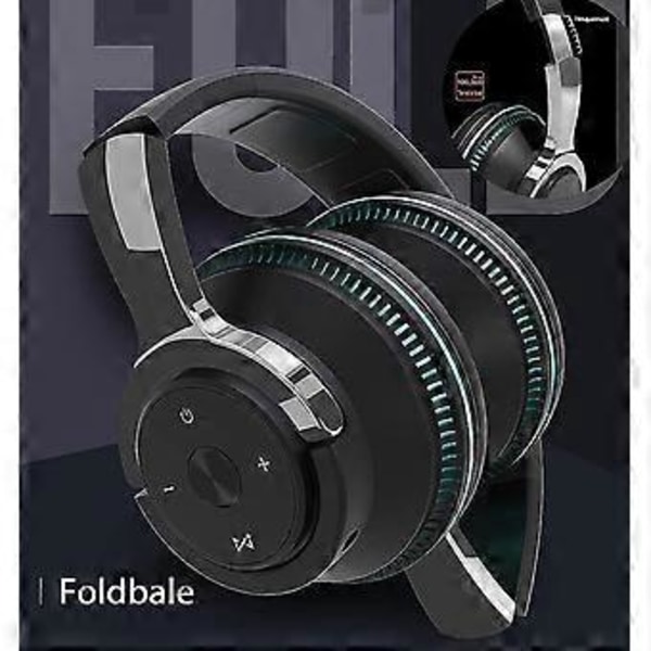 Bluetooth-kuulokkeet korvan yli, LED-valolla varustetut langattomat kuulokkeet korvan yli Hi-fi Stereo Taitettavat langalliset kuulokkeet mikrofonilla yhteensopivat (musta)