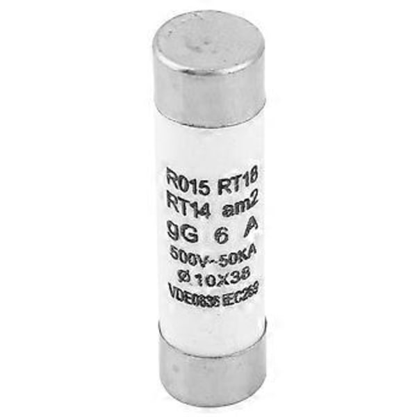 10 stk. cylinder sikring med høj brudkapacitet og indikator 10x38 380-500VAC (6A)