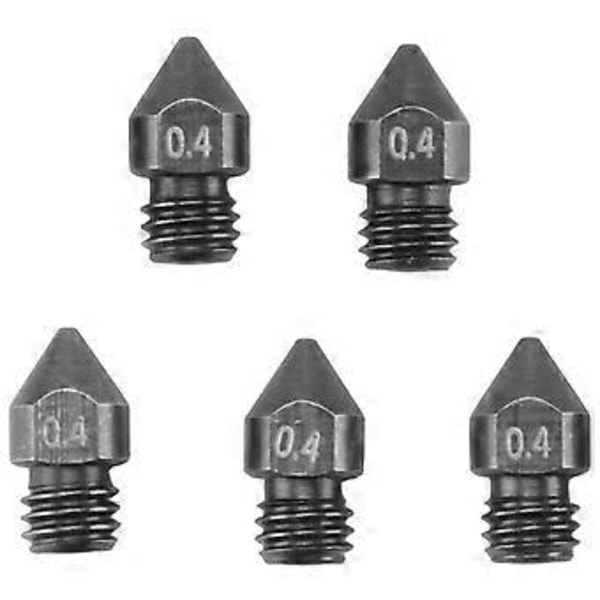 5 st/Lot 3D-skrivardelar MK8 Härdat Stål Munstycke 1,75 mm 0,4 mm för MK8 3 CR10 CR10S Hotend Kit