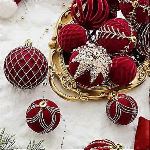 Julgranskulor Vinröd Flock Julgransdekoration Nyår Julkulor C