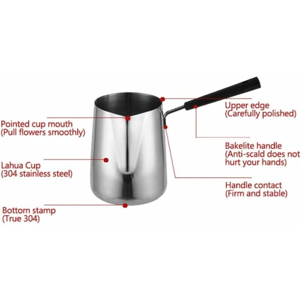 Rustfritt stål kaffemjølkeskummende potte (350 ml) - Fei Yu