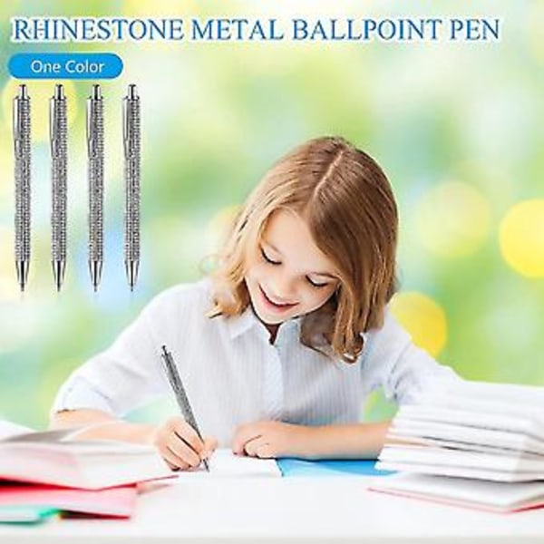 8 stk. Søde kuglepenne med bling-diamanter, jule-rhinsten, gave, metal kuglepen, fancy, glitrende krystal C
