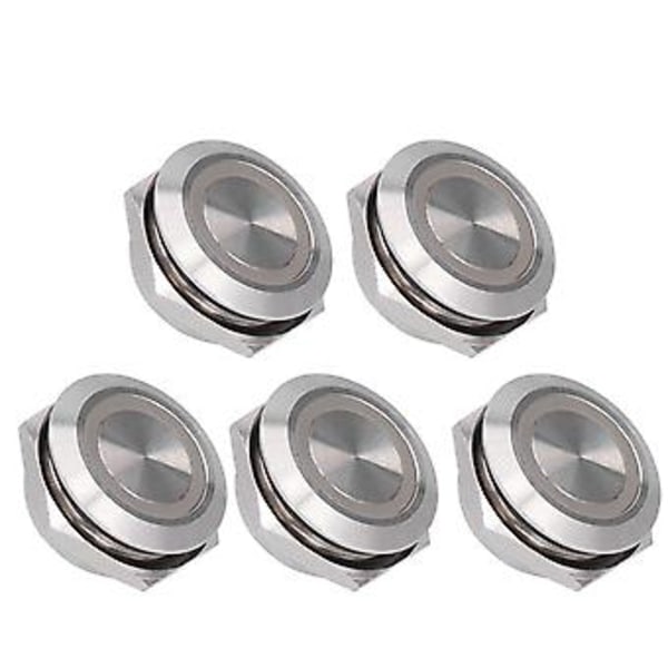 5 kpl Hetkellinen Painonappikytkin Metalli Automaattinen Nollaus Erittäin Ohut Vedenpitävä LEDillä 19mmDC3~6V Vihreä