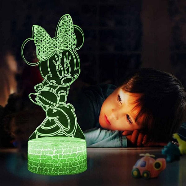 Nattlys Minnie Mouse Illusjonslampe 3D LED Nattlys med berøringskontroll Julebursdagsgave til barn [Energiklasse A+++]-