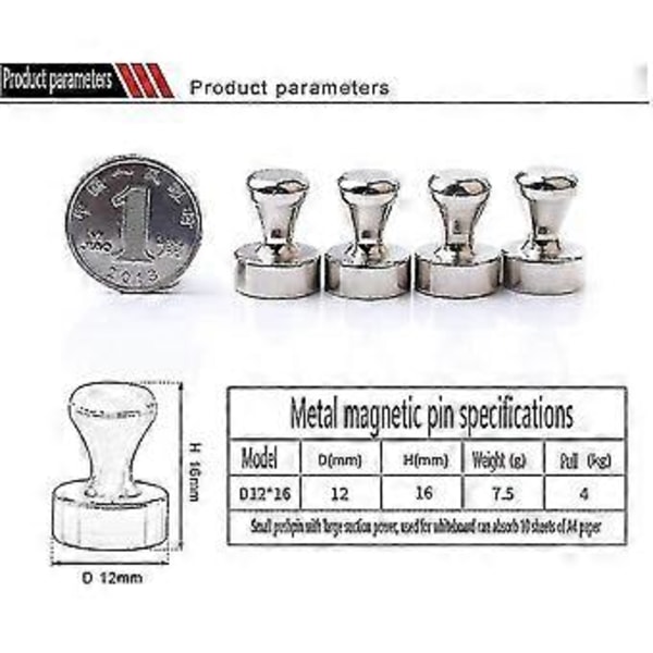 12 kpl Neodyymimagneetteja, vahvat jääkaappimagneetit, mini neodyymimagneetit, teräksiset magneettineulat
