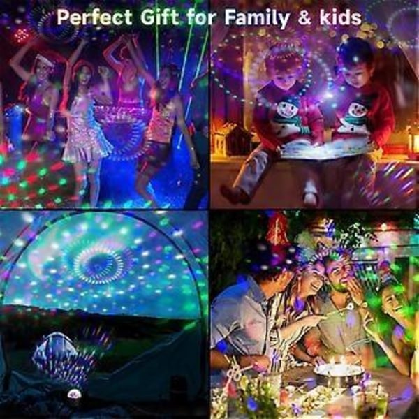 2-pak Bærbar Mini Diskokugle Lys, RGB DJ Stroboskoplys med Fjernbetjening, Lydaktiverede Scenelys