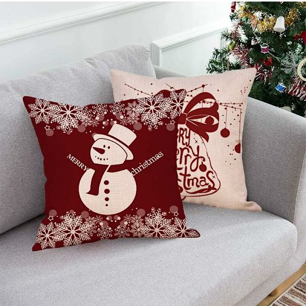 4PCS Juletema Putetrekk, Snøfnugg Putetrekk, Jule Putetrekk, Jule Putetrekk for Sofa