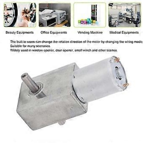 DC Gearmotor med dobbelt aksel, justerbar rotationsretning, firkantet turbine snekkedrev hastighedsreduktionsmotor DC24V 40RPM