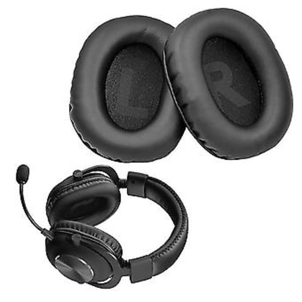Erstatningsøreputer for Pro X Headset Hodetelefoner Lær Øremuffe Øreputer (svart PU)
