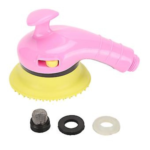Husdjursduschhuvudborste med omkopplare Universal Mjuka Tänder Massage Hundduschhuvud Badborste med Ergonomiskt Handtag Rosa